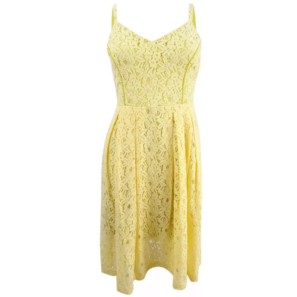 Guess V-Neck Lace Fit & Flare Dress - Picture 2 of 6